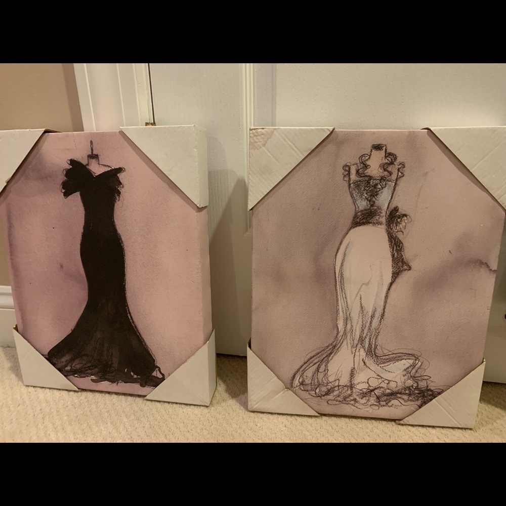 New light Pink Wall Art Decor: Dress Silhouettes (set of two) - never used!